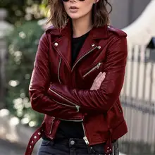 Simple Faux Leather Coat Solid Color Autumn Winter Solid Color Zipper Jacket  Women Jacket    Lady Coat