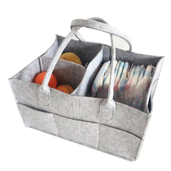 

Portable Felt Baby Diaper Caddy Organizer with Multiple Compartments Infant Diaper Nappy Toys Storage Tote Bag Nursery Organizer