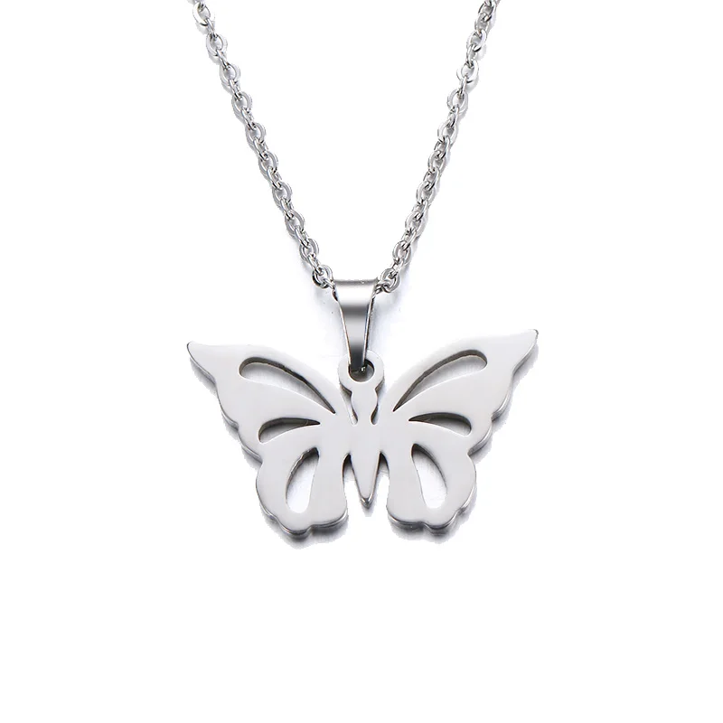 Ожерелье с подвеской в виде бабочки для мужчин и женщин, серебро, золото, нержавеющая сталь, цепочка с подвеской для семьи, друзей, рождественский подарок