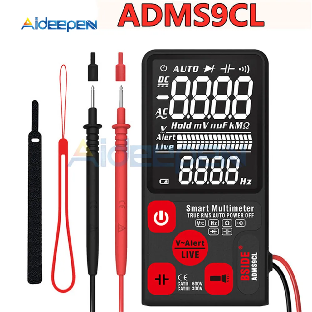 ADMS9CL ультра-Портативный Цифровой мультиметр 3,5» ЖК-дисплей Экран 3 линии переменного тока DC бесконтактная проверка напряжения переменного Напряжение Сопротивление Частота постоянной ёмкости, универсальный конденсатор Ом Гц Тесты