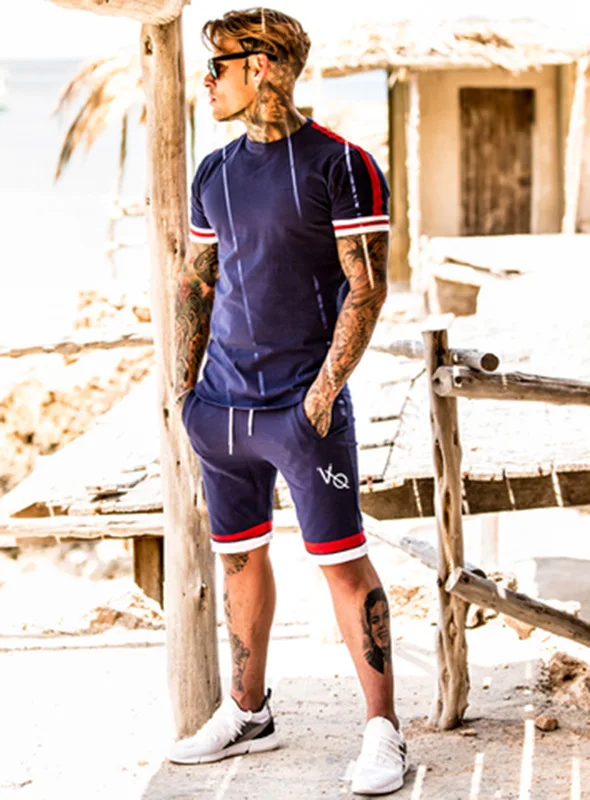 

Europe And America New Style Fitness Trend Capri Pants Men's Summer Muscle Brother Training Running Pure Cotton Casual Athletic