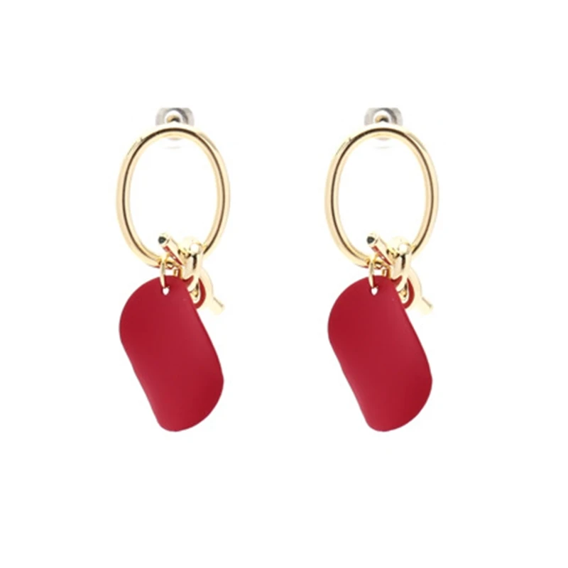 

ELEGANCE11 Design Minimalist Earrings Gold Hook Round Acrylic Dangle Simple Earrings Candy Color Korea Earrings for Women Gift