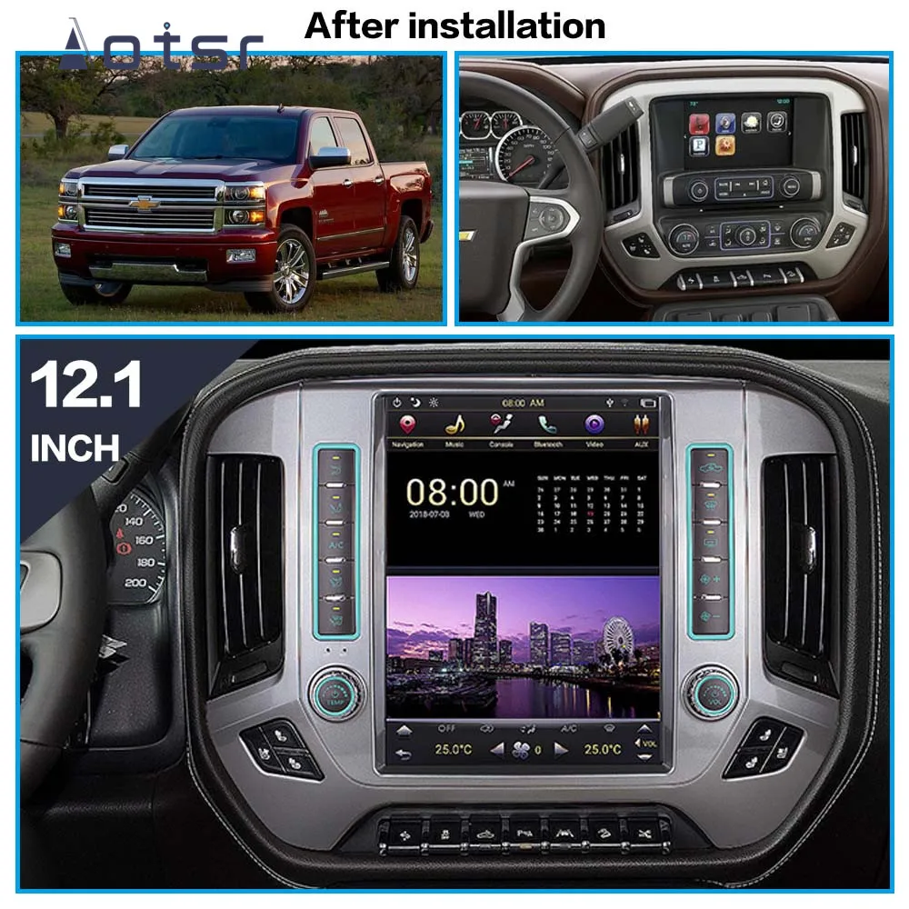 Cheap Android 8.1 Tesla Styel Car DVD Player GPS Navigation For Chevrolet Silverado GMC Sierra 2015+ Auto Radio Multmedia Player Unit 1