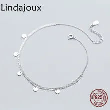 925 пробы Серебряный ножной браслет для женщин двухслойный полированный круглый Шарм ноги цепи браслеты ювелирные изделия подарок