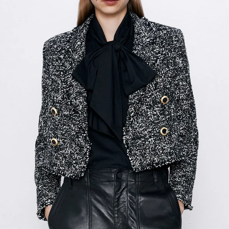 Женская куртка, осень 2019, новая мода, необработанный край, длинный рукав, двубортное пальто, современная Женская Повседневная Верхняя