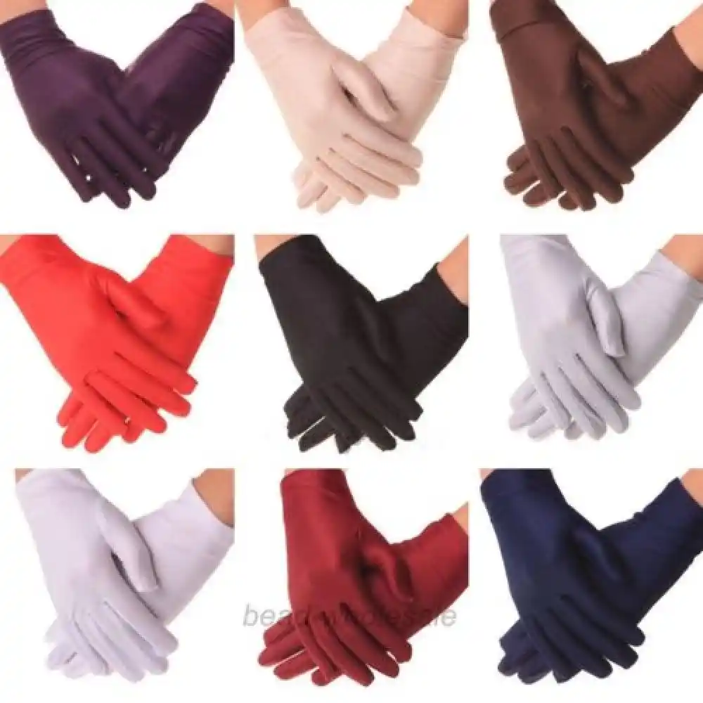 stretch satin gloves