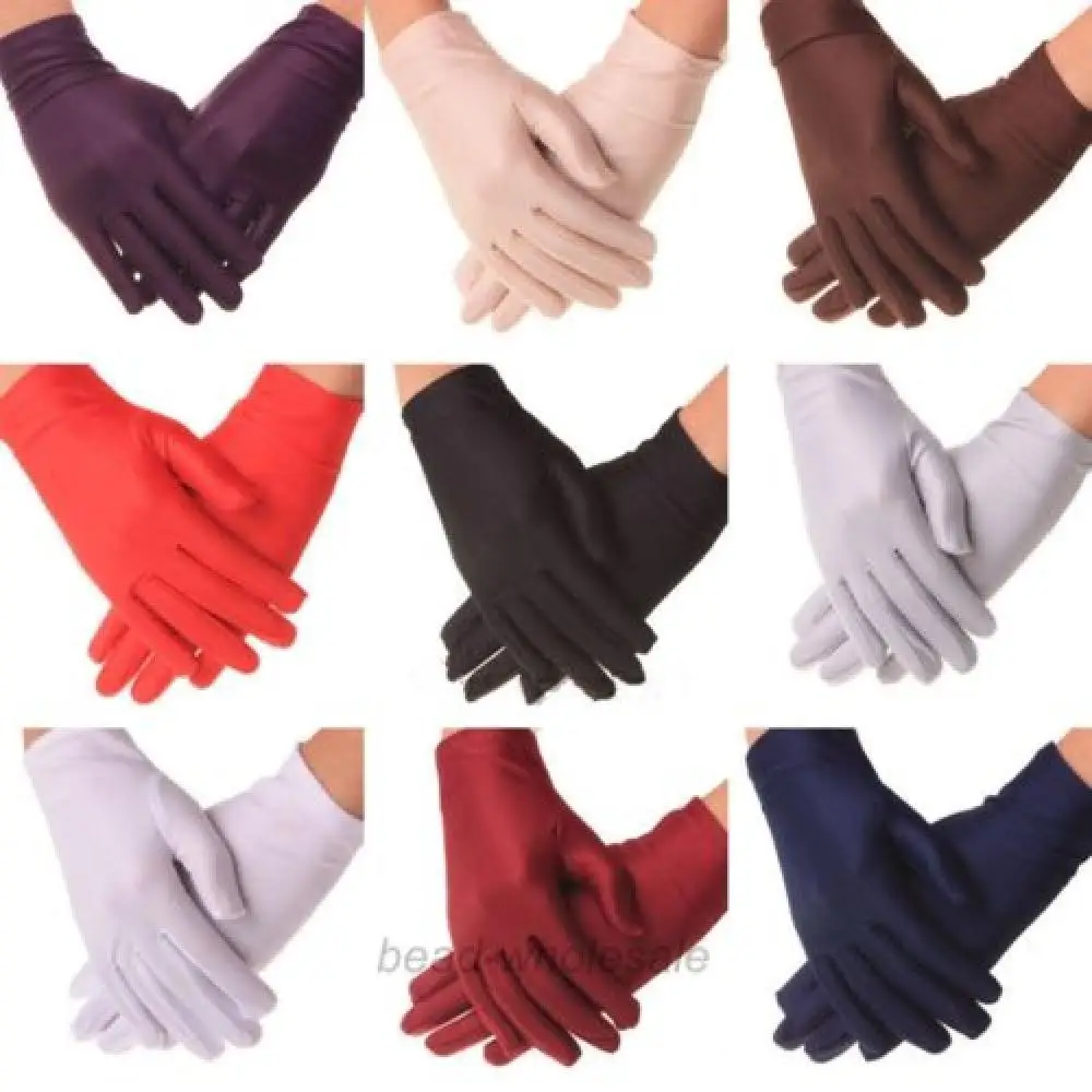 5 цветов Вечеринка формальное платье на выпускной с стрейч Атлас перчатки для Для