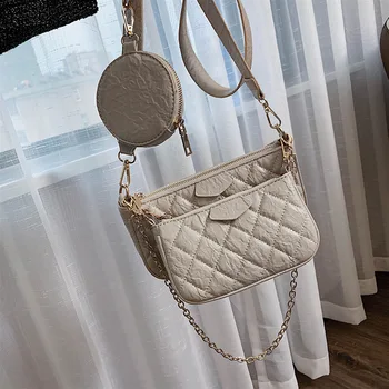 

Bag sets women chain bag mother messenger bag lady purse pu pure color coin purse shoulder bag diamond lattic