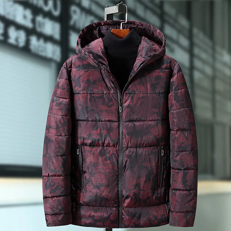 Большие размеры 9XL, модные камуфляжные мужские зимние парки, утепленная куртка с капюшоном, мужское теплое пальто с хлопковой подкладкой, мужская верхняя одежда 6XL 8XL, GA518 - Цвет: Red