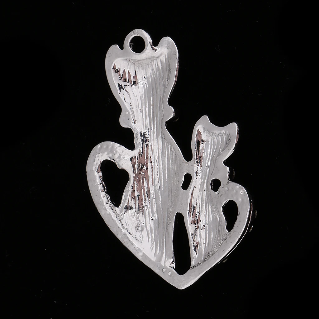 3pcs Rhinestone Enamel Charms for Jewelry Making silver color Tone Metal Love Heart Cat Pendant DIY Necklace Bracelet Accessories