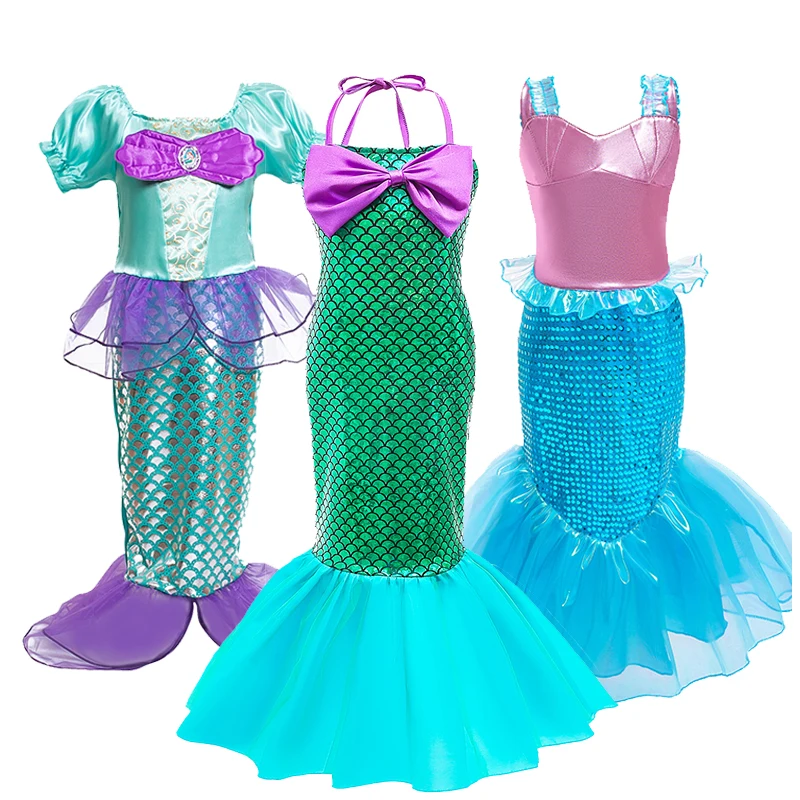 cosplay AmzBarley Disfraz de sirena para niña vestido de noche Halloween princesa disfraz de Ariel