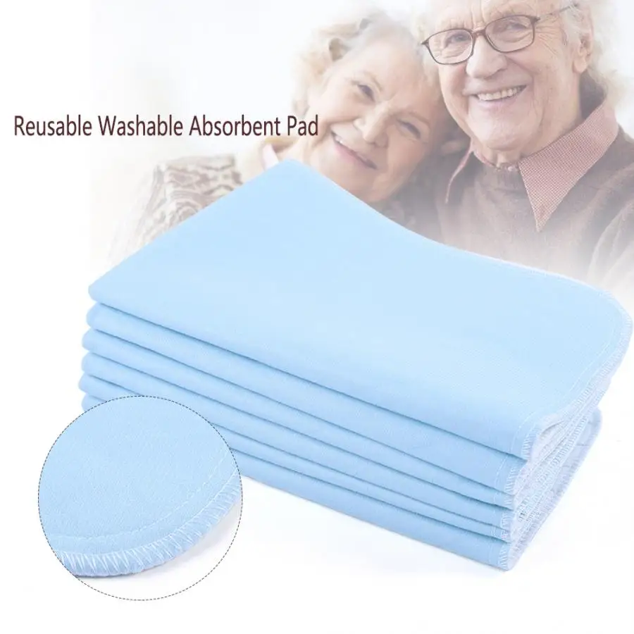 

Adjustable 6pcs Reusable Washable Pad An Absorbent Pad For Adults Incontinence Pad Blue + White 45 * 60 Diaper Adult