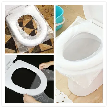 

50pcs Disposable Travel Safety Toilet Seat Cover Mat PE Plastic Cushion Mat