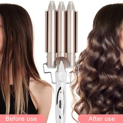 Kemei Hair Curlers Looper Hair Has 3 Heads Crimper Corrugation for Hair Triple Curling Iron Professional Stylist Tools Waver