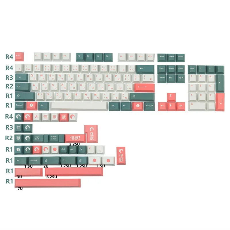 Chaves Gmk Kaiju Keycaps Cereja Perfil Pbt Sublimação Teclado Mecânico para mx Interruptor With1.75u 2u Shift 140 - Imagem 5