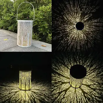 

Solar Tree Trunk Projection Lamp Outdoor Solar Iron Lantern European-style Garden Lights Leaf Projection Lamp