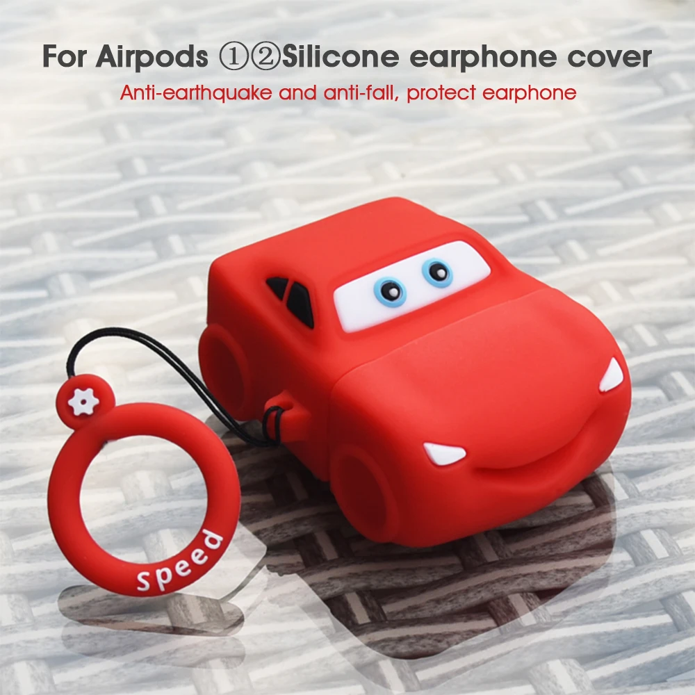 3D чехол для Airpods 2 1 мягкий силиконовый наушников в форме автомобиля Apple защитная