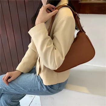 

Women Vintage Baguette Bag Handbag Soft Leather Subaxillary Shoulder Bag Lady's Small Shoulder Bags Female Messenger Packs Totes