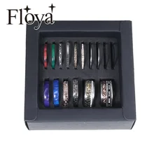 Floya בוהמי רטרו קריסטל הולו כסף טבעת נשים Stackable WeddingTitanium נירוסטה טבעות סט מתנת יום נישואים(China)