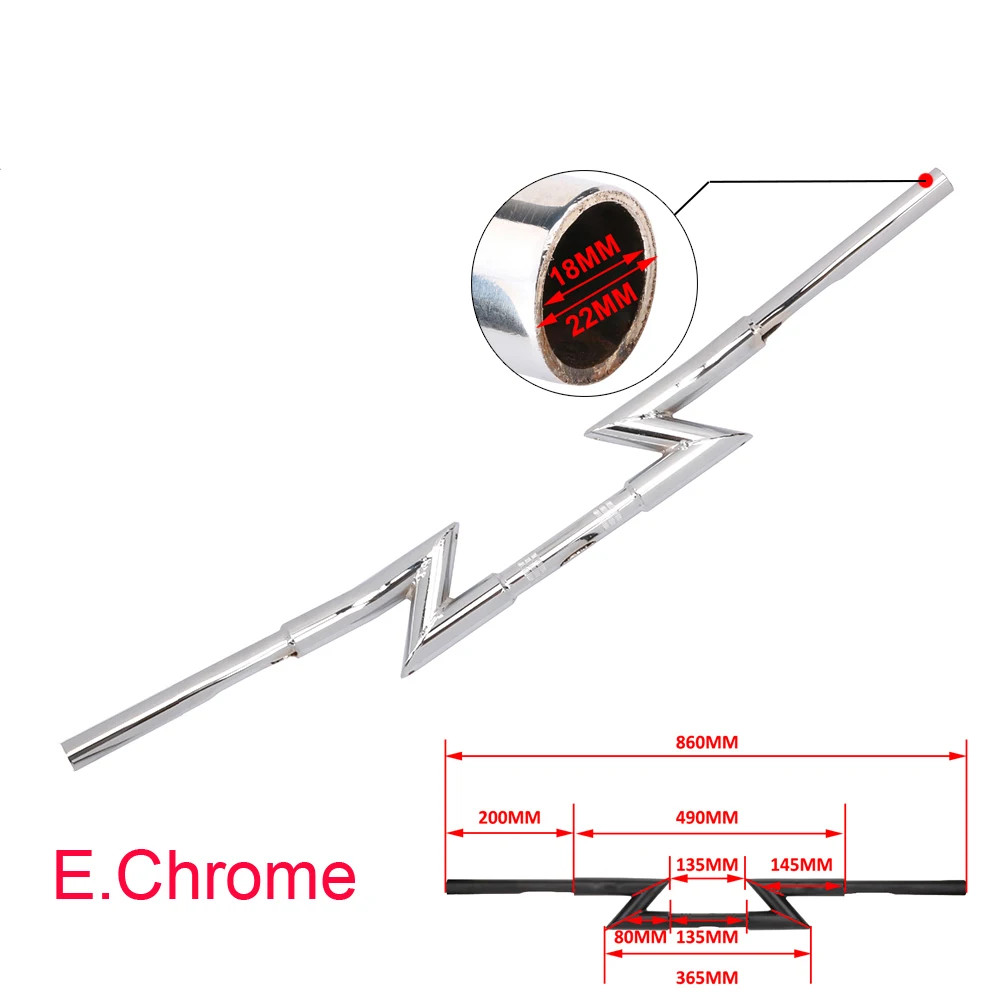 Хром Черный мотоцикл 22 мм 7/" 25 мм 1" Руль ретро ручка Z бар для Harley Touring Chopper Bobber Sportster 1200 883 - Цвет: E.Chrome 25MM