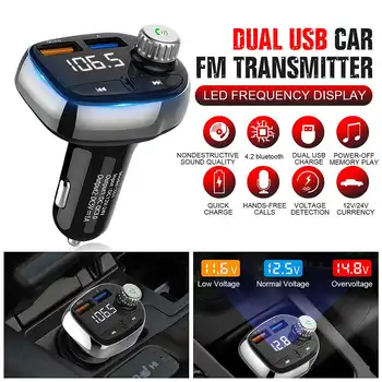 

Wireless Car Bluetooth Transmitter Car Kit MP3 Modulator Player Wireless Handsfree Audio Receiver Dual USB Fast Charger 3.1A