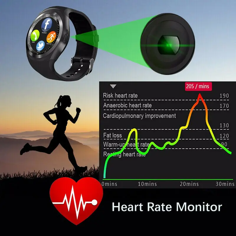Y1 спортивные Смарт-часы фитнес-Браслет мониторинг сердечного ритма Bluetooth SmartWatch телефонный звонок GSM Sim пульт дистанционного управления
