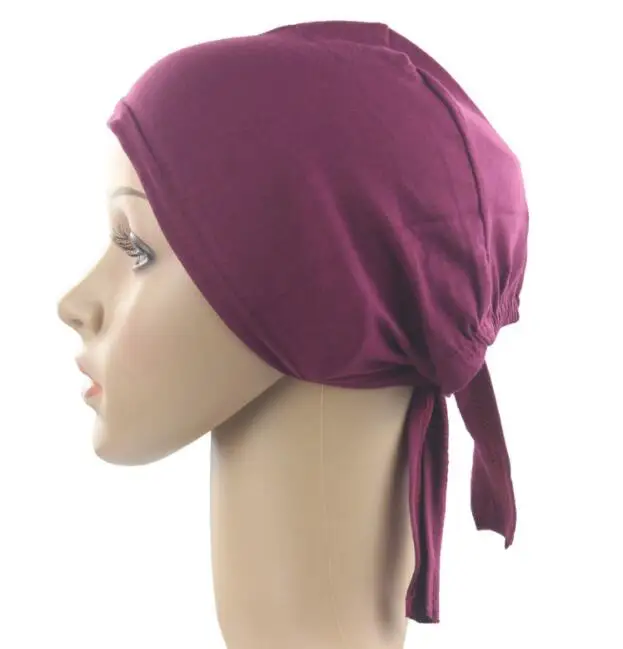 

100pcs/lot Free shipping 100% cotton INNER CAP;MUSLIM UNDERSCARF with tie