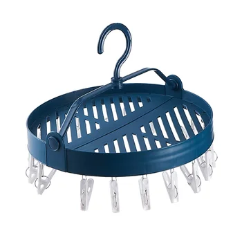 

Home Round Drying Rack Socks Underwear Hanger Foldable Clothes Drying Rack with 18 Clothespins for Balcony E2S