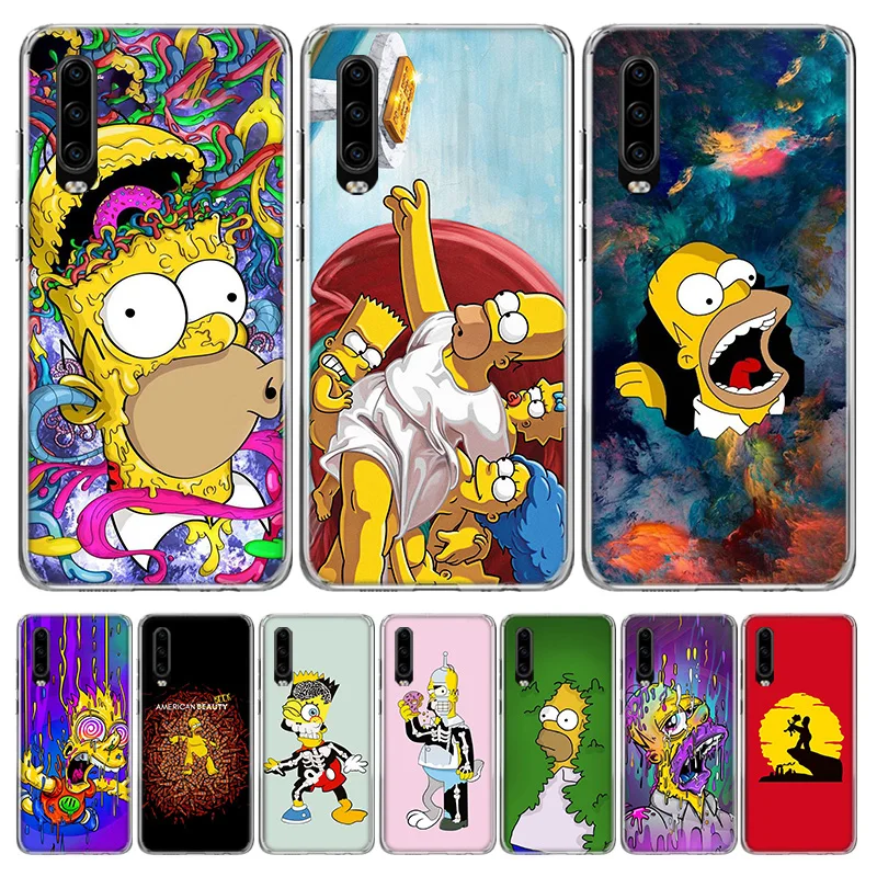 

Homer J.Simpsons Cover Phone Case for Huawei P40 P30 P20 Mate 30 20 10 Pro P10 Lite P Smart Z + 2019 Coque Shell Capa