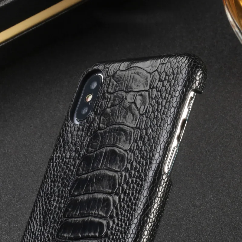 Чехол для телефона из натуральной кожи для iphone 11Pro max 6 7 8 8plus чехол из натуральной кожи страуса для iphone XR XS MAX 11 черный Жесткий чехол s