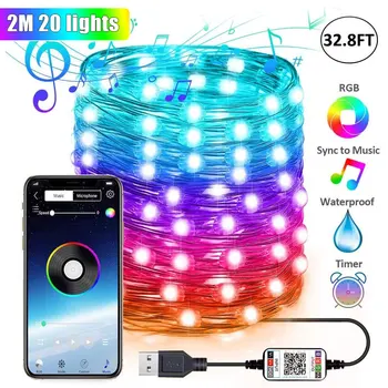 

Christmas Tree Decoration Light Bluetooth LED Personalized String App Remote Control RGB String Indoor Outdoor Color Changing
