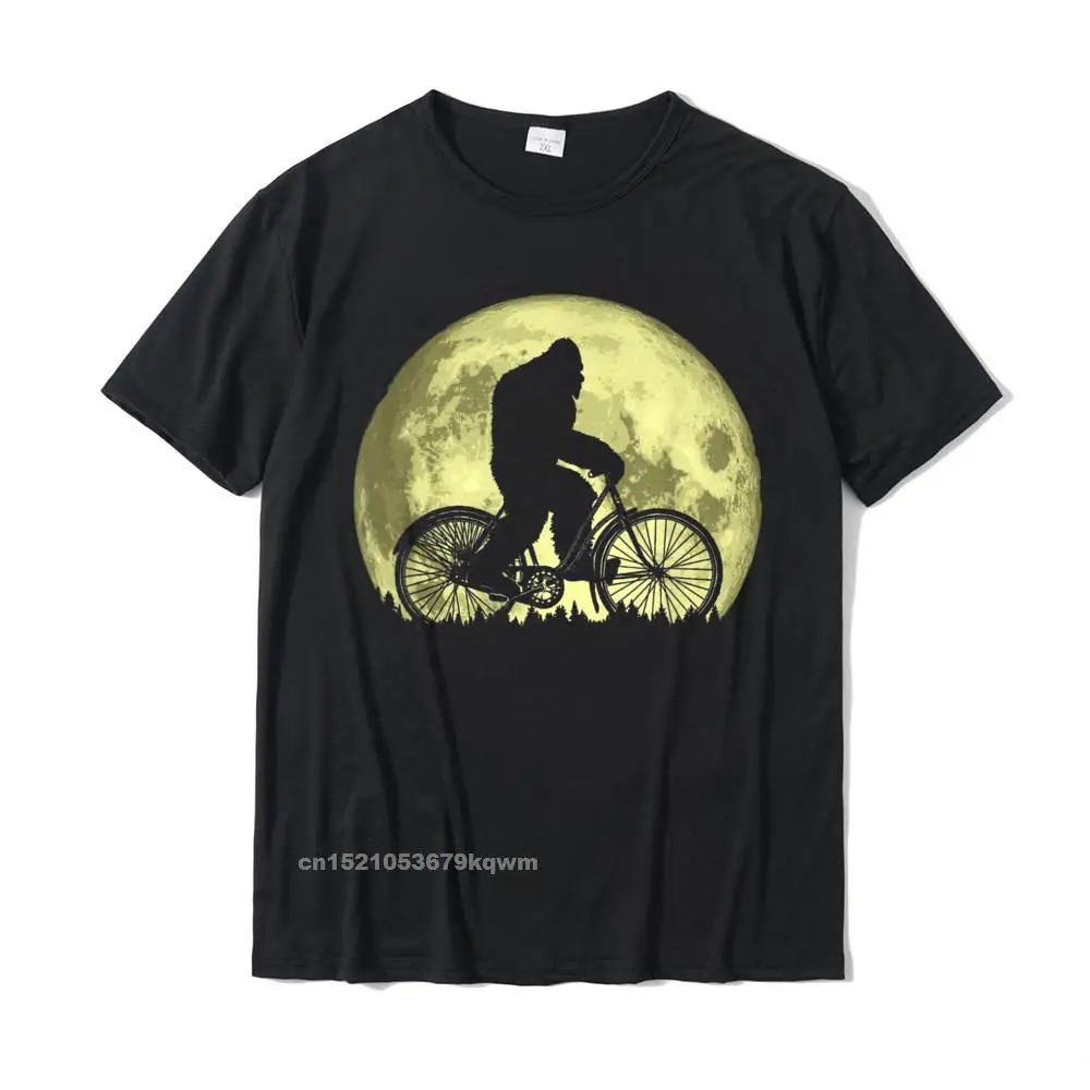 Design Hot Sale Short Sleeve Crazy T-shirts Pure Cotton Crew Neck Men's Tops Shirt Street Tops & Tees Mother Day Bigfoot Biking Moon - Vintage Biker Sasquatch Simple Night T-Shirt__3942 black