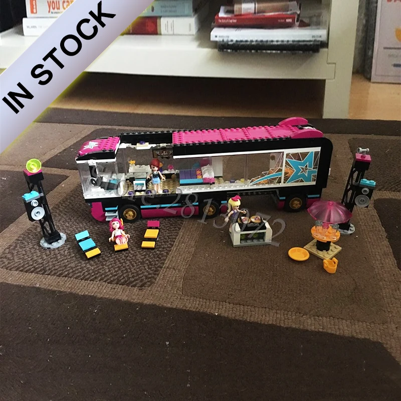 

In Stock 10407 Girl Friend Pop Star Tour Bus 682 Pcs Model Building Blocks Compatible with 41106 SY381 toys