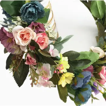 

Artificial Mixed color Flowers Wreath Spring Wreath Outdoor for Front Door 517E
