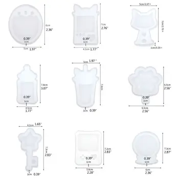 

9 Styles Resin Shaker Molds Set Game Consoles Bottle Cat's Paw Crystal Ball Mold R2LE