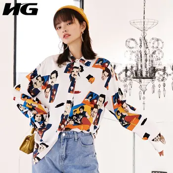 

HG Fun Patterns Womens Tops and Blouses Plus Size Loose Printed Long Sleeve Shirt Spring and Autumn 2020 New Wild Fashion XJ3855
