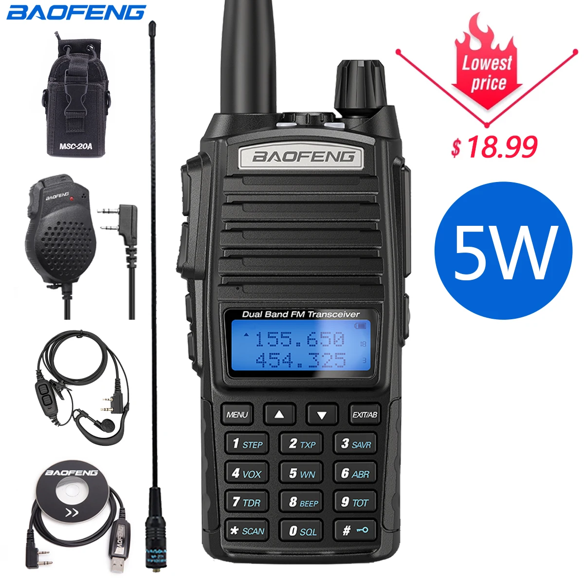 Baofeng UV-82 5 Вт Dual PPT иди и болтай Walkie Talkie VHF/UHF Band Портативный CB Ham станции UV-5R UV-9R секс
