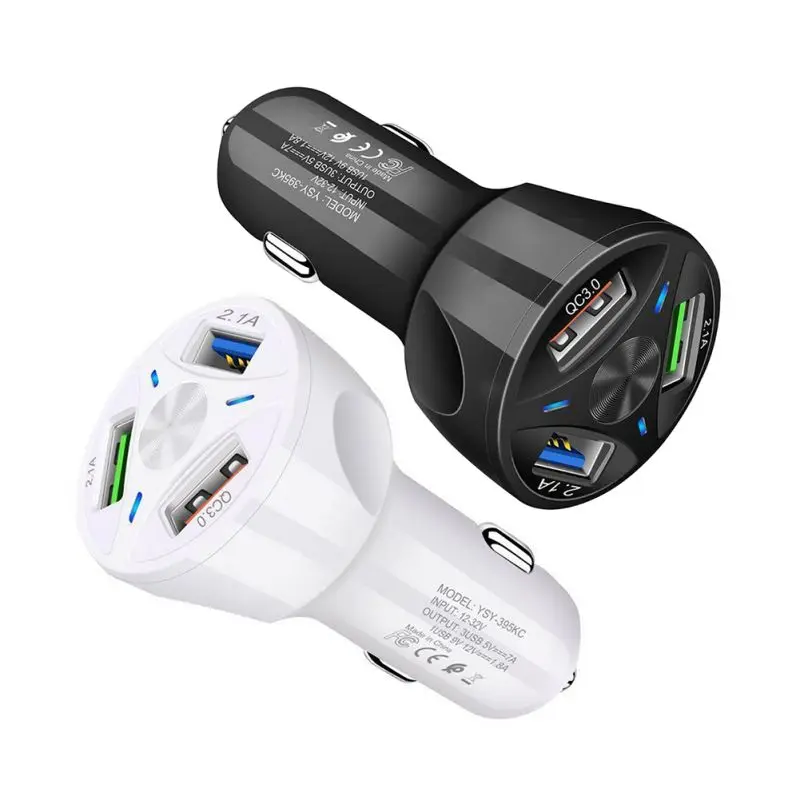 Мини Автомобильное зарядное устройство с 3 портами USB быстрая зарядка Быстрая автомобильная Зажигалка Автомобильное зарядное устройство, безопасное и надежное