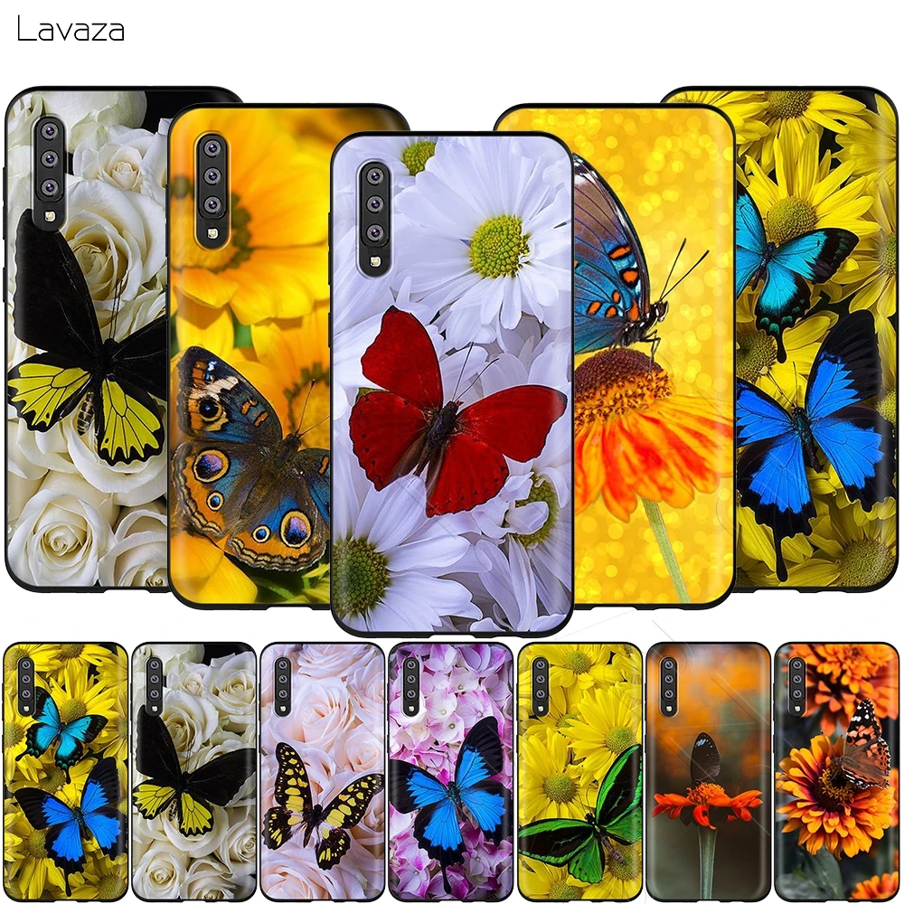 Lavaza Butterfly On White Roses Flower Case for Samsung Galaxy A2 J4 Core J6 J7 DUO J8 Prime A20E A70S 2018 |