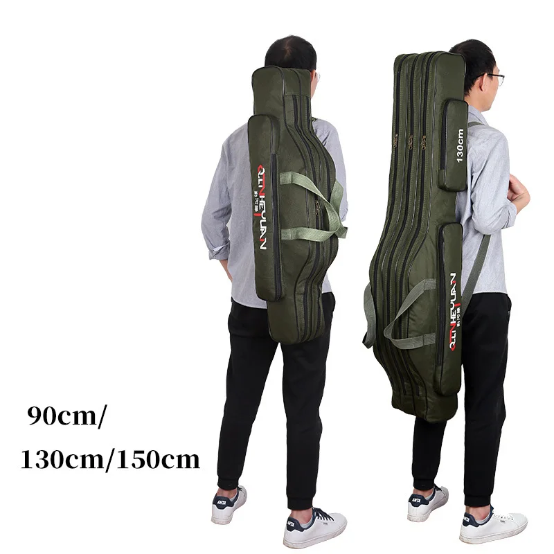 

2 layer / 3 layer Foldable Fishing Bags 90cm/ 130cm /150cm fishing tackle Bag Backpack Large Capacity fishing rod bag B497