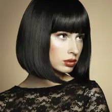 Черный парик из натуральных прямых волос BOBO Модный женский парик