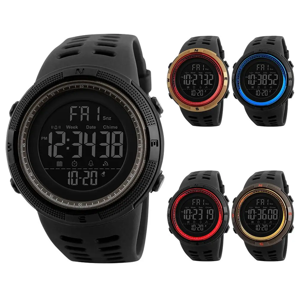 

Men Fashion Outdoor Alarm Clock Digital Display Waterproof Calendar Sports Wrist Watch Silicone band relogio inteligente Mas-cu