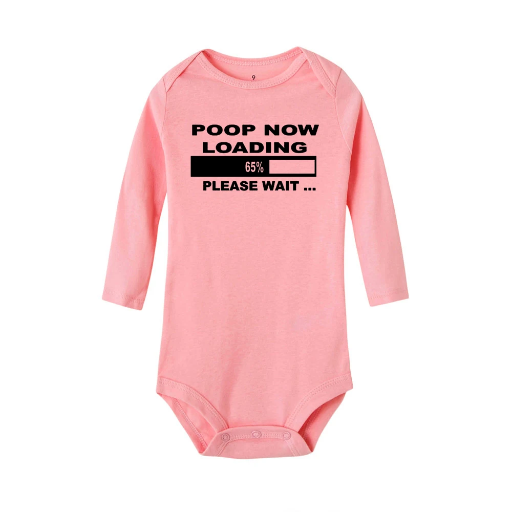 Poop Now Loading, пожалуйста, подождите, Забавный принт, Детские боди, для мальчиков и девочек, унисекс, осень, длинный рукав, боди для малышей, зима, Ropa Onesie - Цвет: RC18-LRPPK-