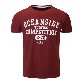 

Men's Wine Red Shirt Slim Fit Cotton Summer Short Sleeved O-Neck Tees Tops T-shirt Men's Fashion Plus Size Slim Fit