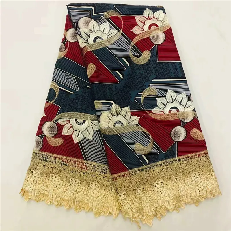

100% cotton ankara card lace fabric wax prints 2019 lace fabric guipure lace with ankara wax prints XM081513