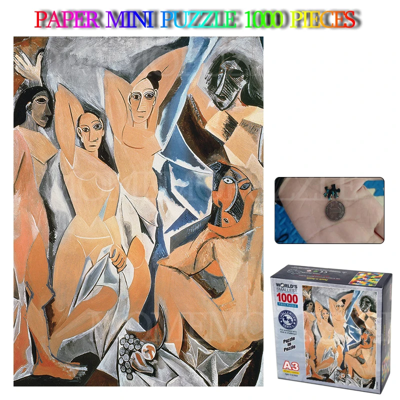Les Demoiselles D Avignon Pablo 1000 Pieces Mini Paper Jigsaw Puzzles for Adults Kids Brain Teaser DIY Assemble Toy | Игрушки и хобби