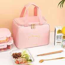 

Portable Lunch Box for Women Men New Thicken Thermal Food Storage Bags Student Letter Print Insulated Lunch Bags Pincic Travel