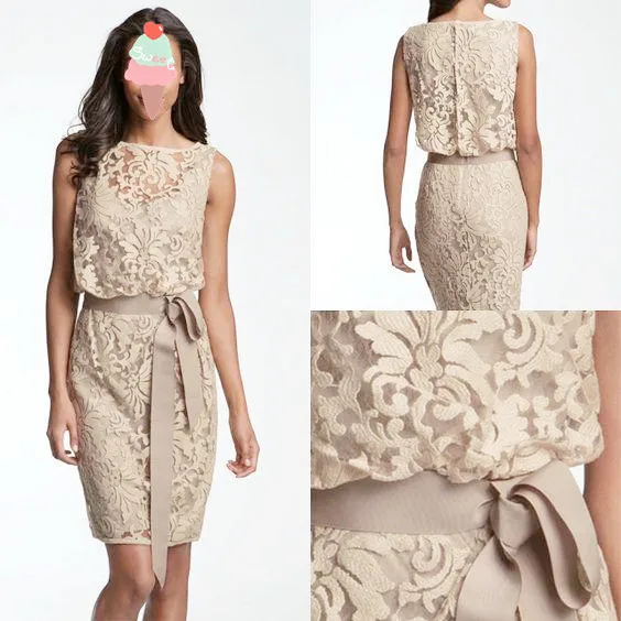

Elegant 2020 Lace Sheath vestido de madrinha Mother Of Bride Dresses For Weddings Cheap Bateau Neck Fitted Knee Length Formal