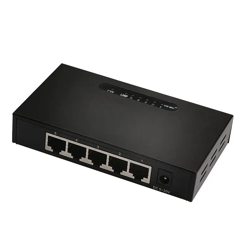 Diewu 5 Port Gigabit Ethernet Network Switch 10/100/1000Mpbs Hub Desktop Lan Hub Full/Half Duplex Exchange Ethernet Smart Swit