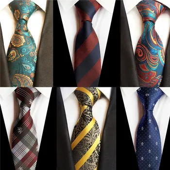 

2020 Classic Paisley Striped Plaid Print Design 8cm Silk Ties for Men Necktie Green Blue Red Gold Grey Man Wedding Neck Tie A050